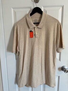 Make offer! NWT St John's Bay Classic Men's Polo Shirt - heather Beige Large